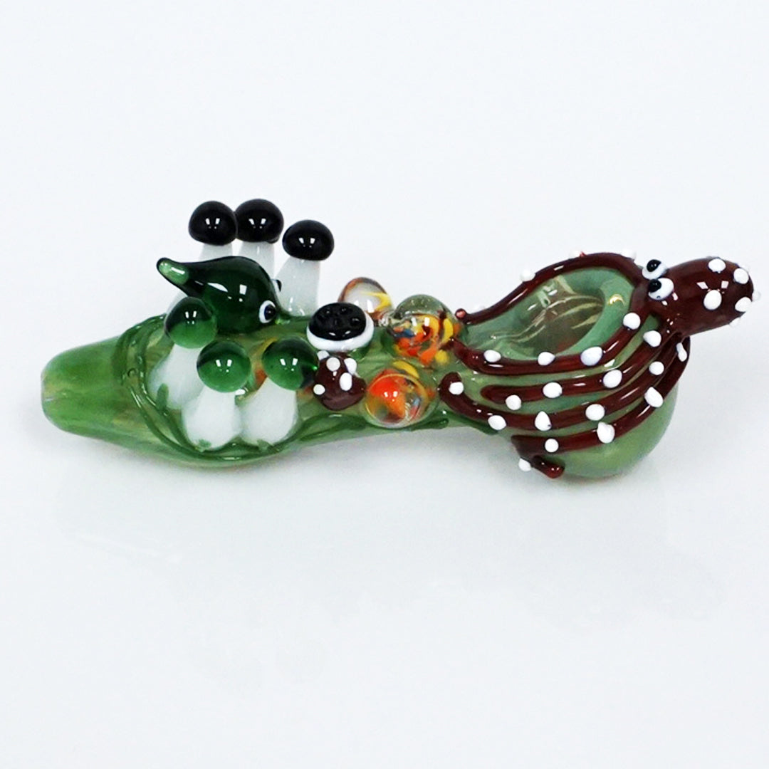 6" The Kraken & Mushrooms Pipe - Black