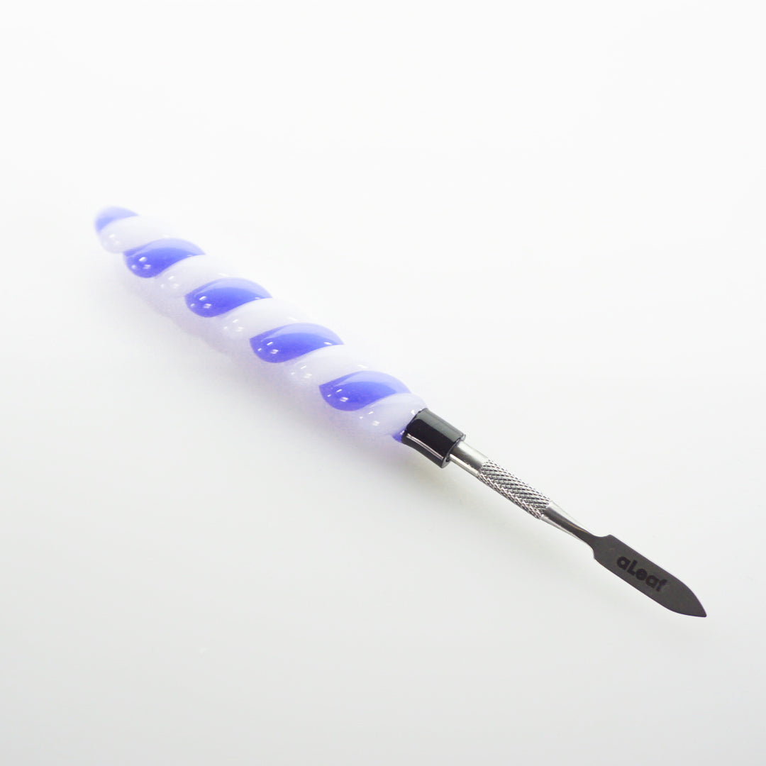 6.5" Aleaf Swirled Glass Dabber - Blue & White