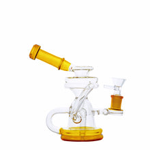Load image into Gallery viewer, 6.5&quot; Twisted Handles Recycler Water Pipe - Amber
