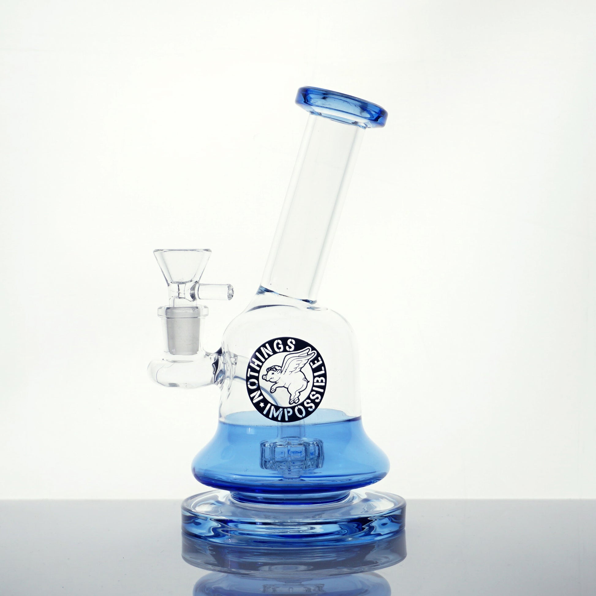 7" Nothing's Impossible Angled Neck Water Pipe - Blue