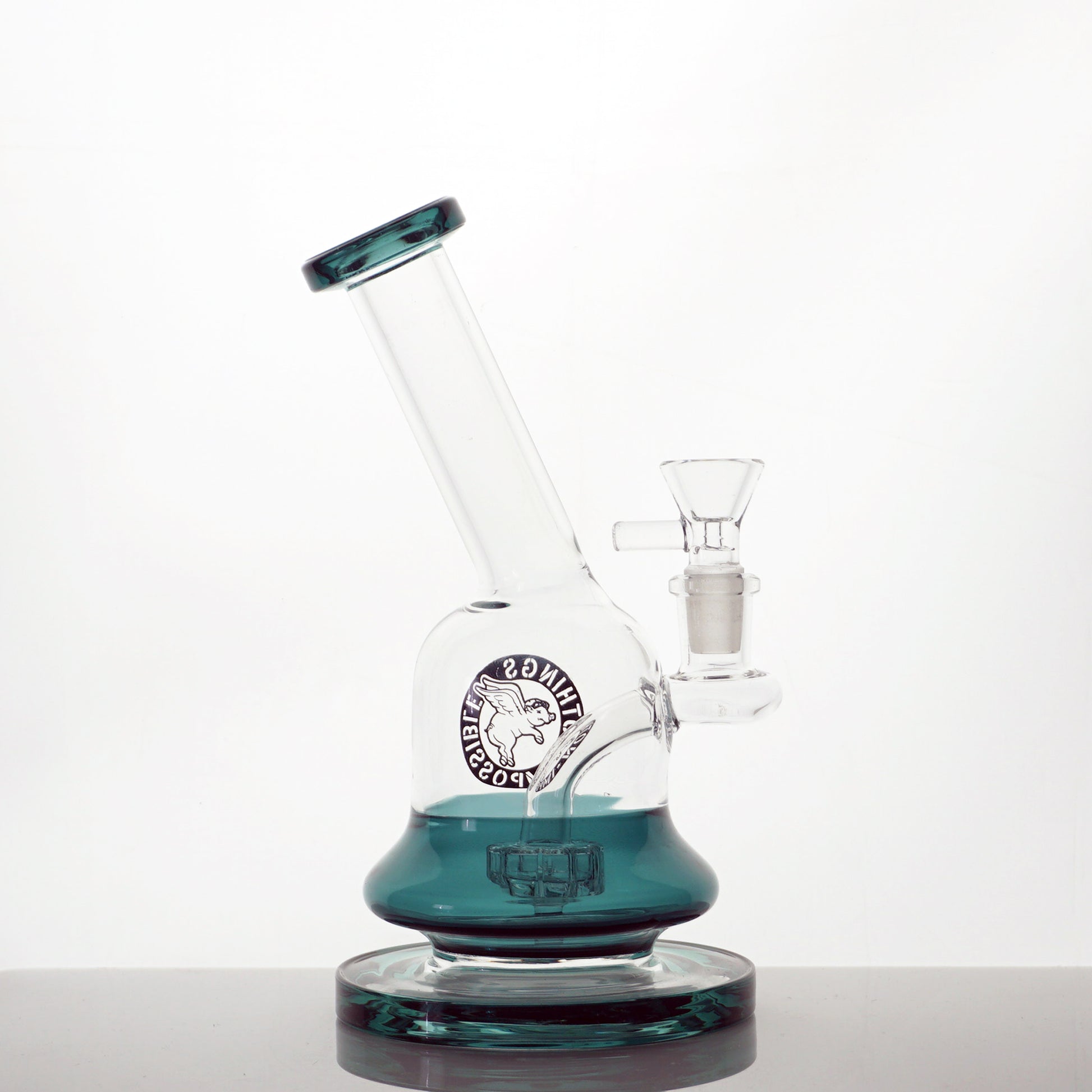 7" Nothing's Impossible Angled Neck Water Pipe - Teal