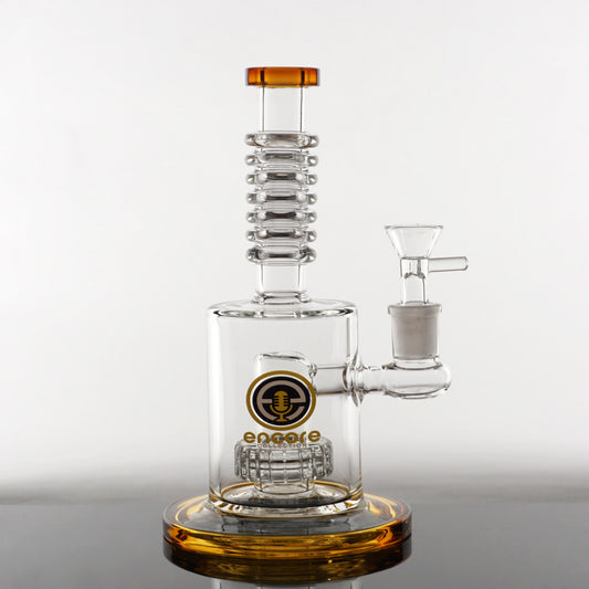 8" Encore Matrix & Maria Rings Water Pipe - Amber
