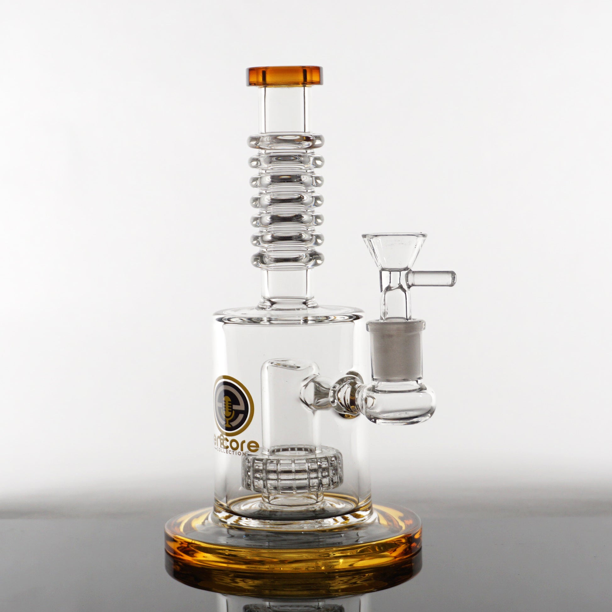 8" Encore Matrix & Maria Rings Water Pipe - Amber
