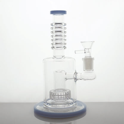 8" Encore Matrix & Maria Rings Water Pipe - Milky Blue