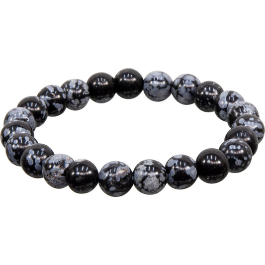 8mm Snowflake Obsidian Bracelet