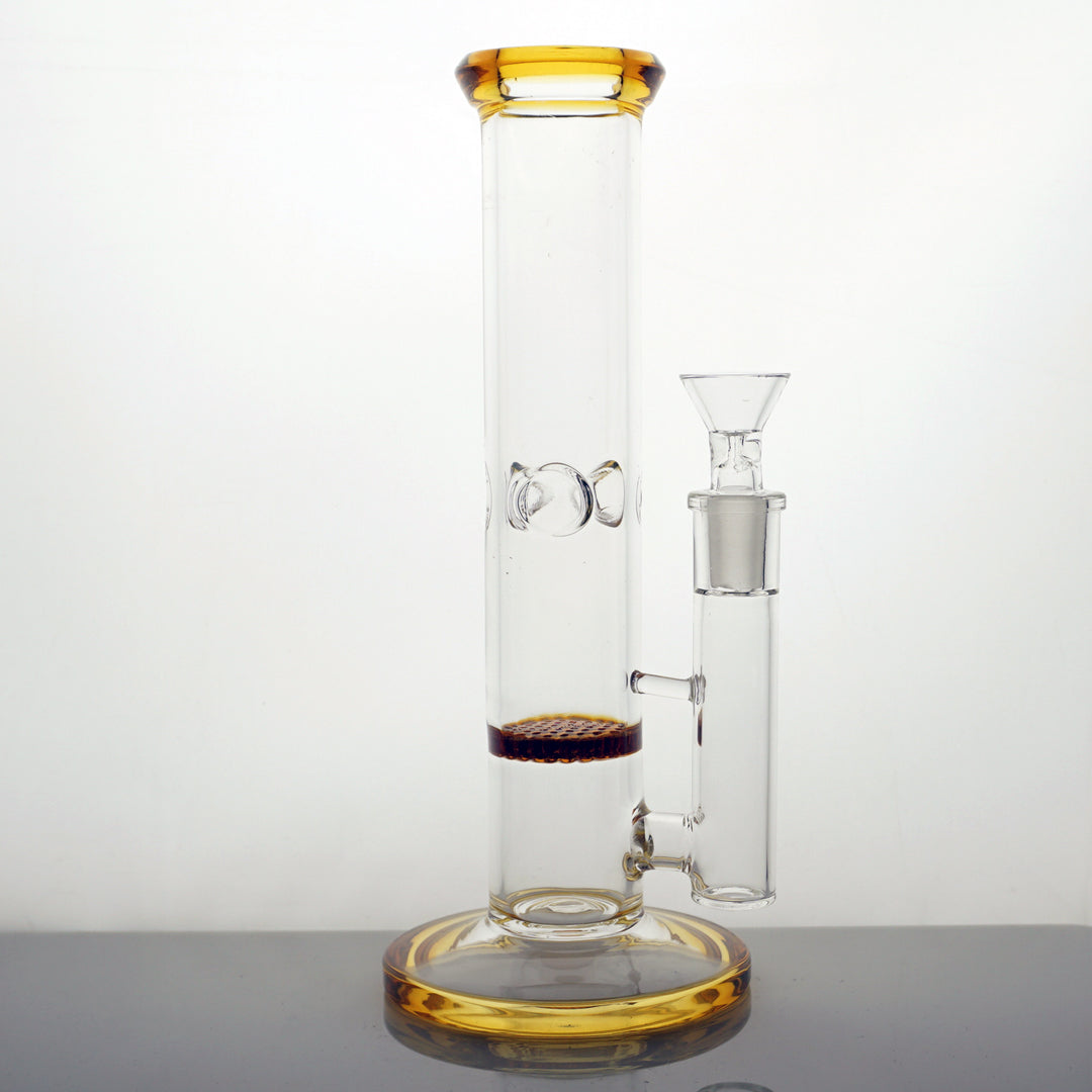 9" Colored Honeycomb Tube Water Pipe - Amber