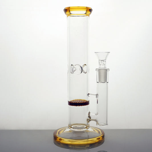 9" Colored Honeycomb Tube Water Pipe - Amber