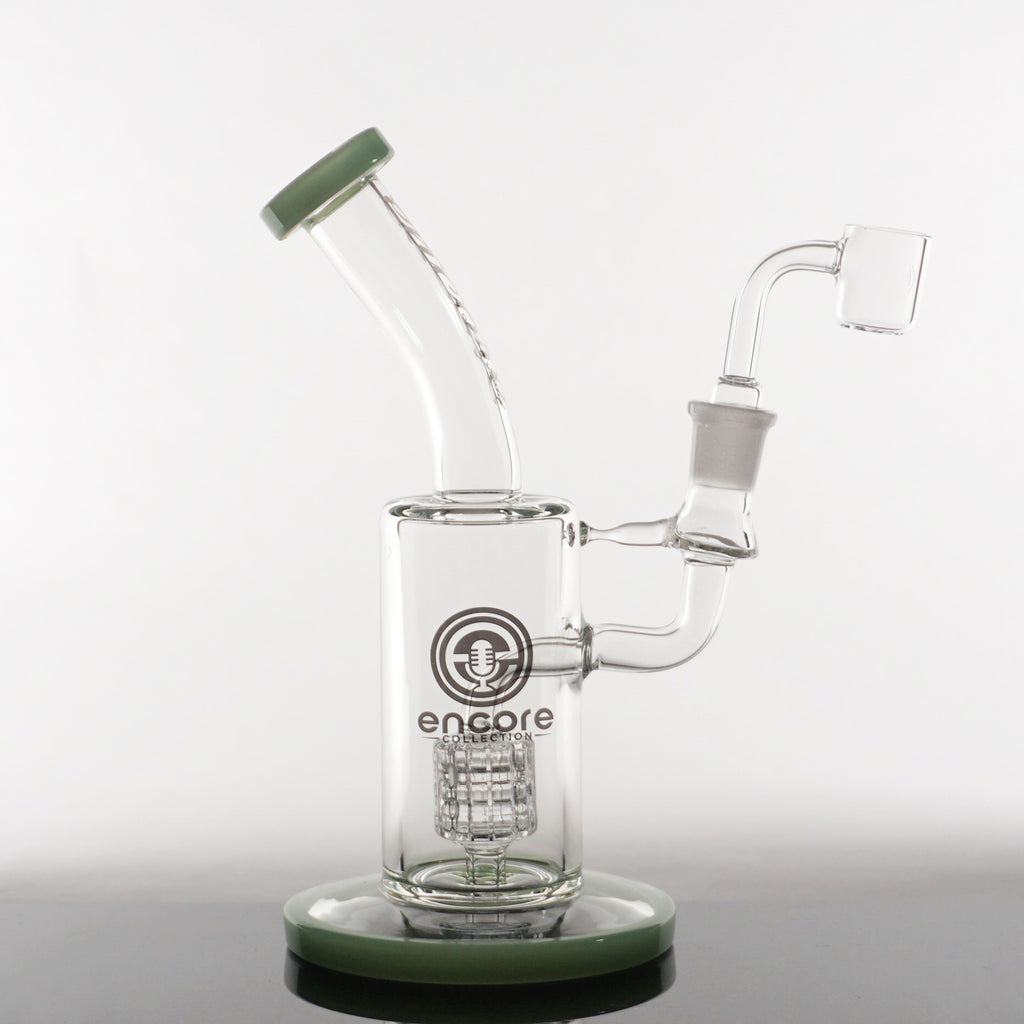 9" Encore Fixed Barrel Perc Rig - Milky Green