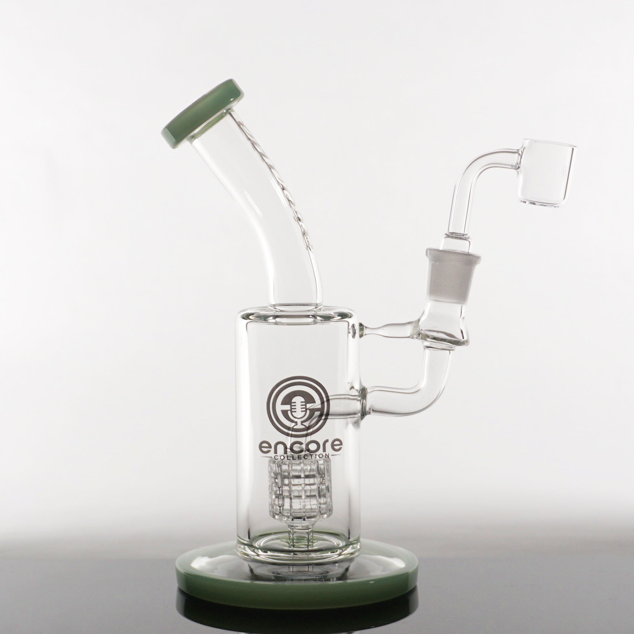 9" Encore Fixed Barrel Perc Rig - Milky Green
