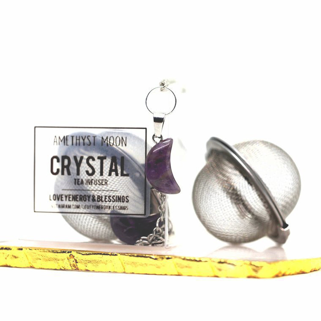Amethyst Crystal Crescent Moon Tea Infuser