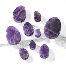 Load image into Gallery viewer, Amethyst Tear Drop Double Flare Plugs - Pair
