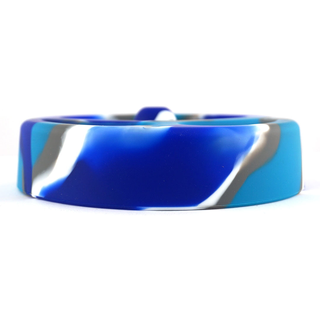 Blue Silicone Ashtray With Built-In Snuffer