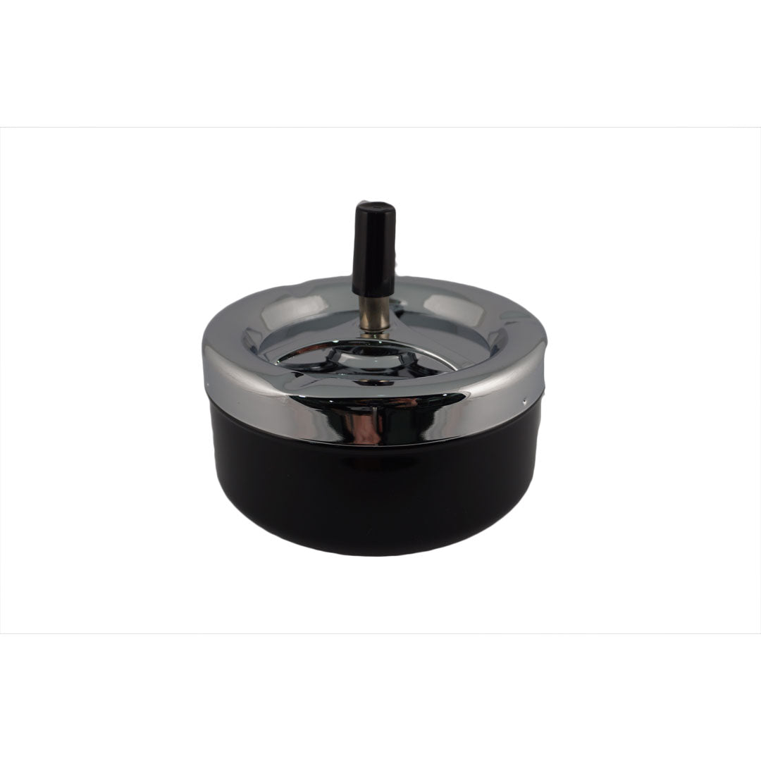 Black Push Down Ashtray With Spinning Tray