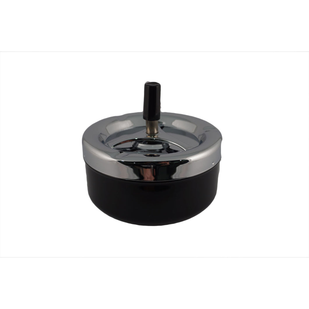 Black Push Down Ashtray With Spinning Tray