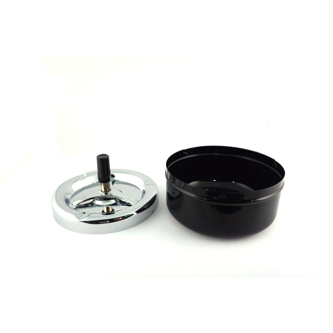 Black Push Down Ashtray With Spinning Tray