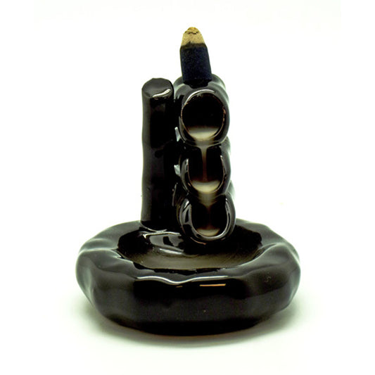 Black Ceramic Steps Backflow Incense Burner