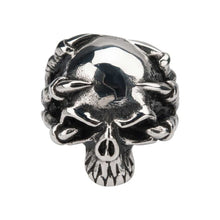 Load image into Gallery viewer, Black Oxidized Skull With Claws Ring
