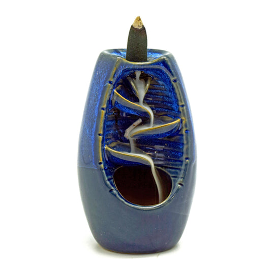 Blue Cascading Backflow Incense Burner - 5.25"