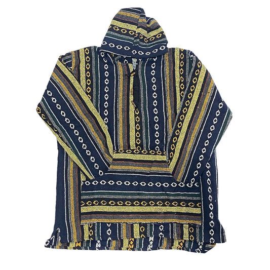 Blue & Gray Woven Baja Pullover Hoodie