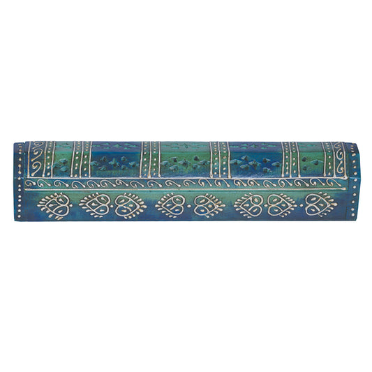 Blue & Green Hand Painted Coffin Incense Burner