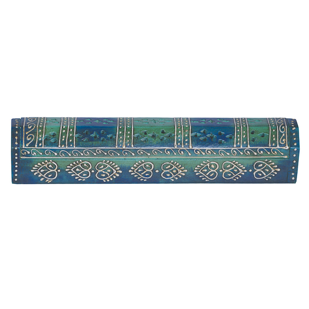 Blue & Green Hand Painted Coffin Incense Burner