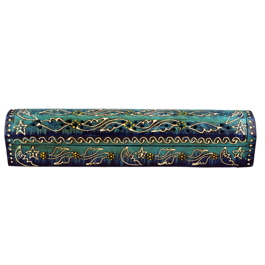 Blue Hand Painted Coffin Incense Burner