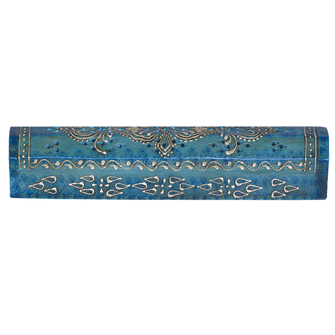 Blue Hand Painted Coffin Incense Burner