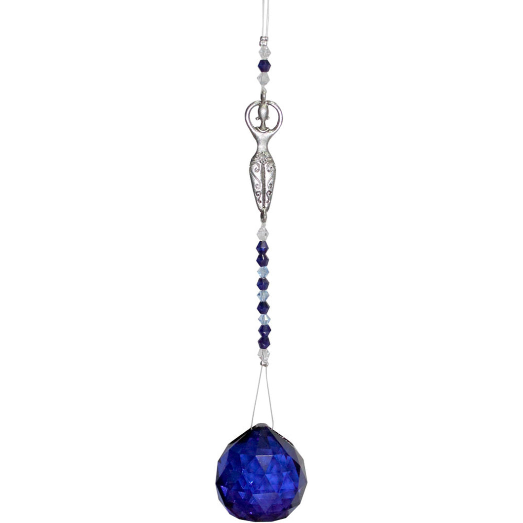 Cobalt Blue Goddess Hanging Crystal