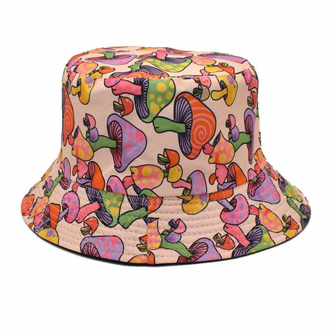 Cosmic Mushrooms Rainbow Print Bucket Hat