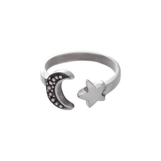 Crescent Moon & Star Ring