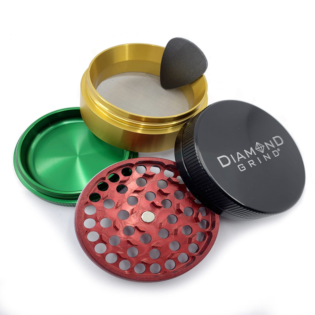 Diamond Grind 40mm 4pc Annodized Grinder - Rasta