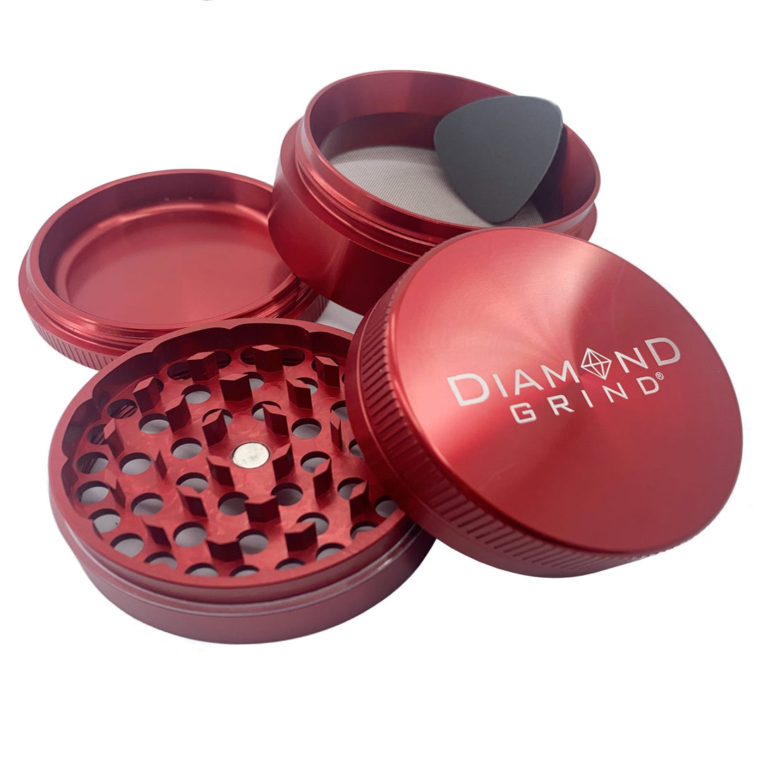 Diamond Grind 40mm 4pc Annodized Grinder - Red