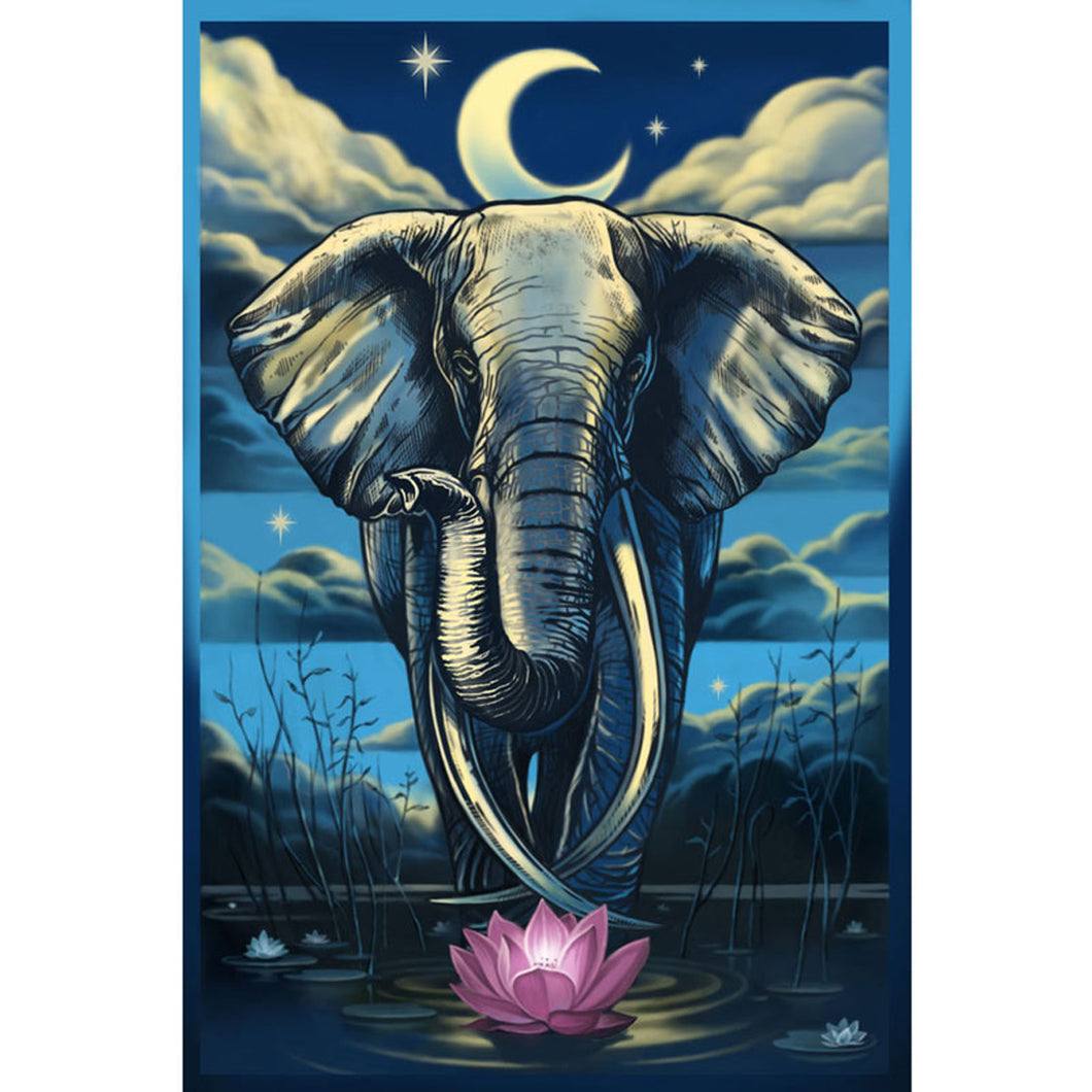 Elephant Lotus 3D Tapestry
