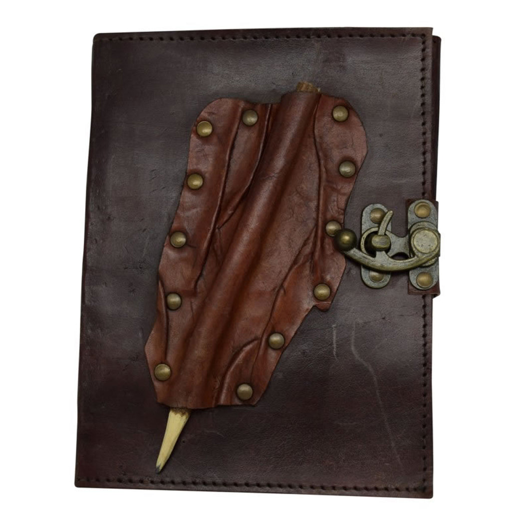 Embossed Leather Journal With Pencil - 6