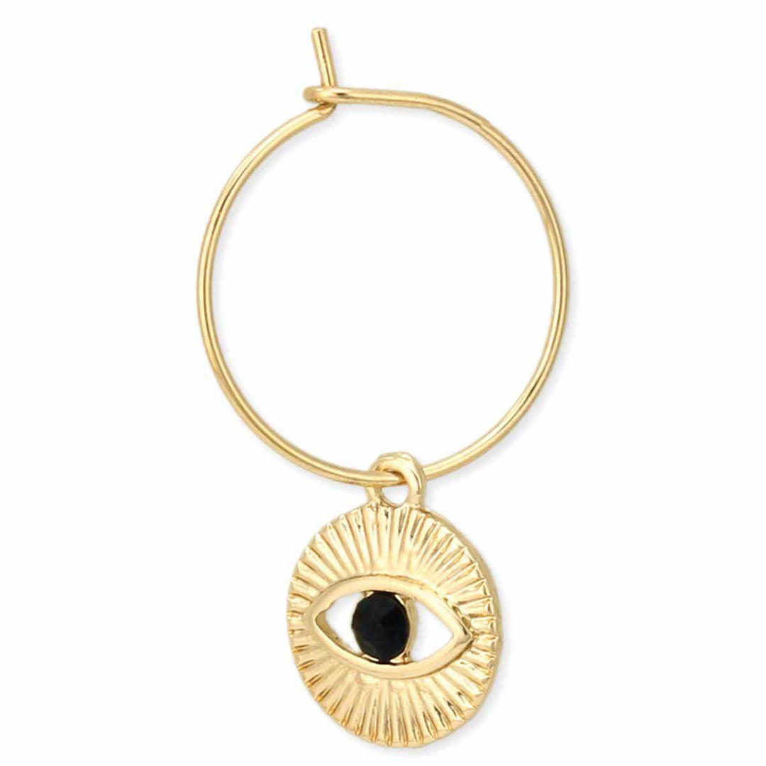 Ethnic Eye Gold Hoop Earrings