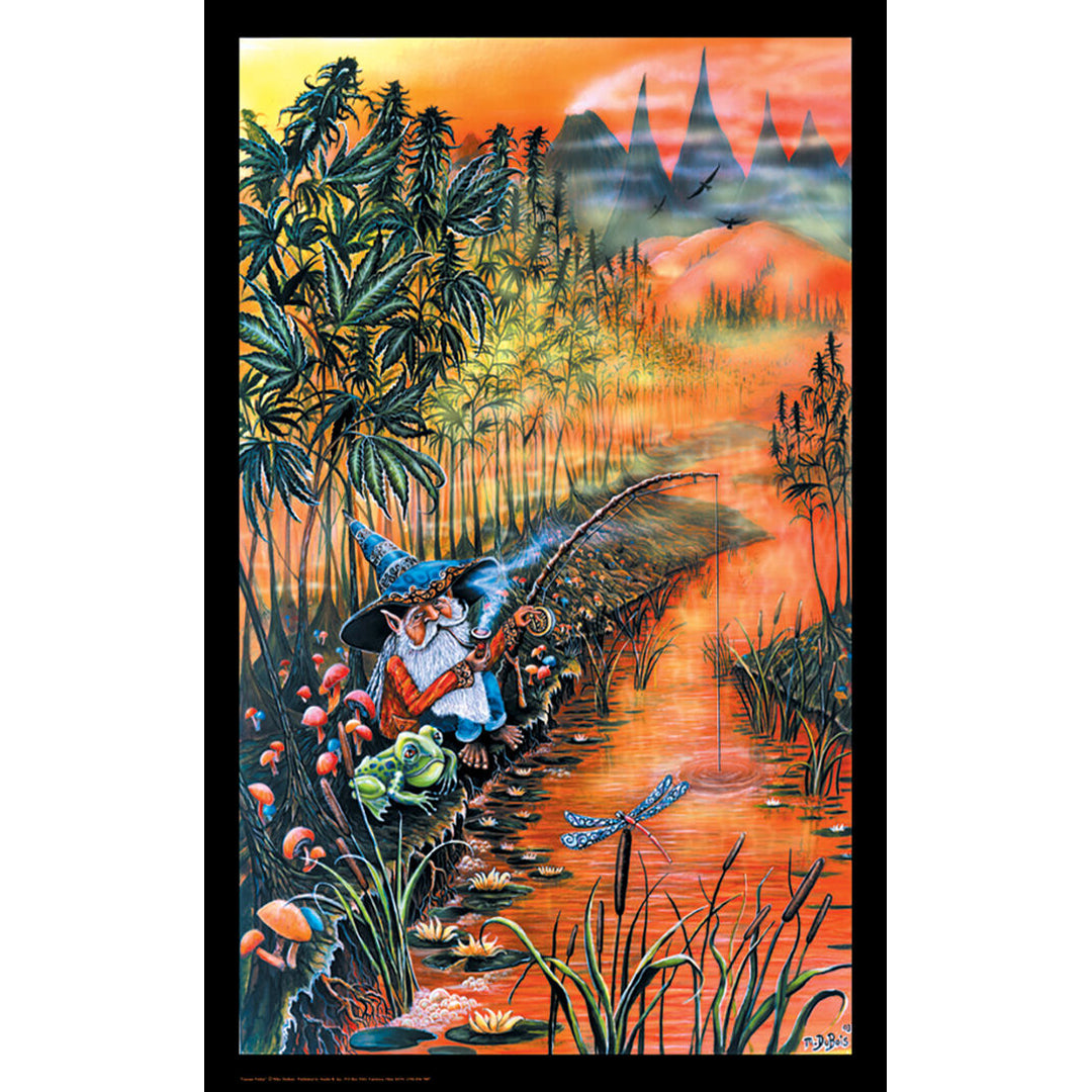 E5 Gnome Fishin' Blacklight Poster