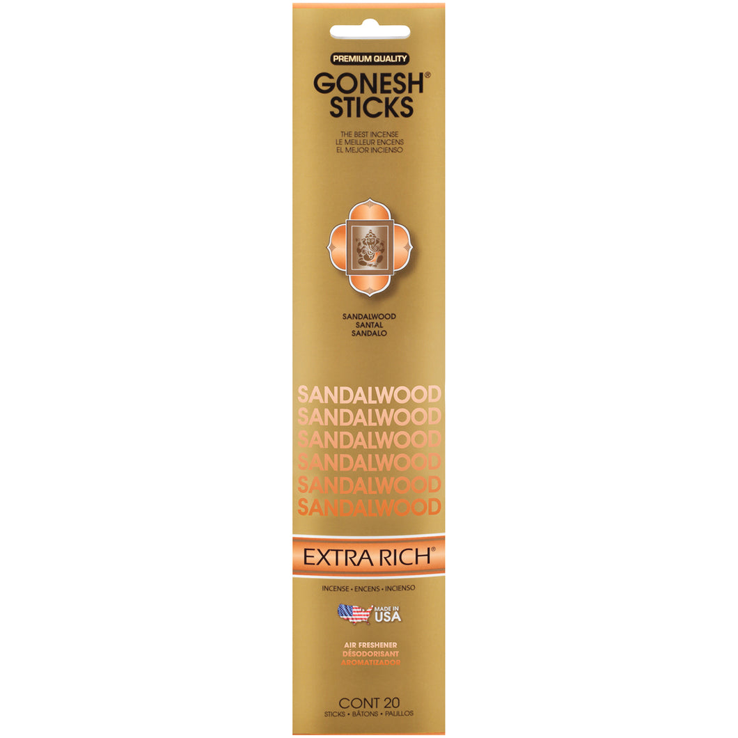 Gonesh Extra Rich Sandalwood Incense Sticks 20ct