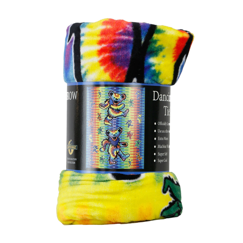 Grateful Dead Tie-Dye Bears Fleece Throw Blanket