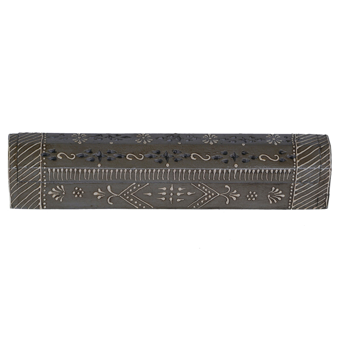 Gray Hand Painted Coffin Incense Burner