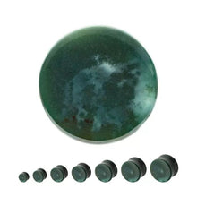 Load image into Gallery viewer, Green Indian Agate Concave Double Flare Plugs - Pair
