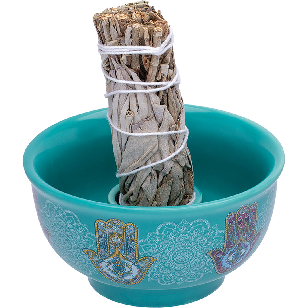 Hamsa Smudge Pot - Teal