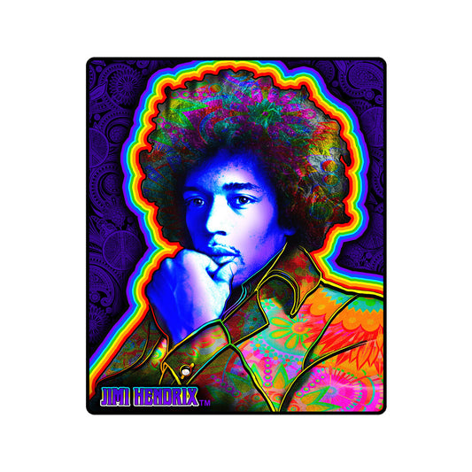 Jimi Hendrix Psychedelic Portrait Fleece Throw Blanket