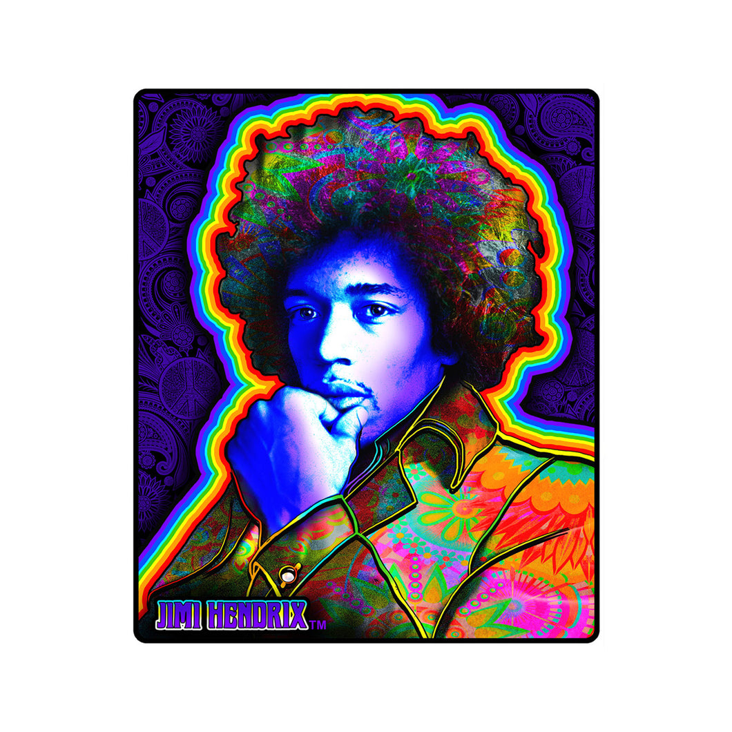 Jimi Hendrix Psychedelic Portrait Fleece Throw Blanket