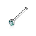 Knob Back 1/4" 18ga 316L Surgical Steel Gem Ball Nose Stud - Aqua