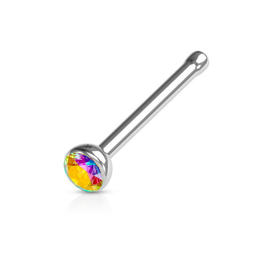 Knob Back 1/4" 18ga 316L Surgical Steel Gem Ball Nose Stud - IRIDESCE