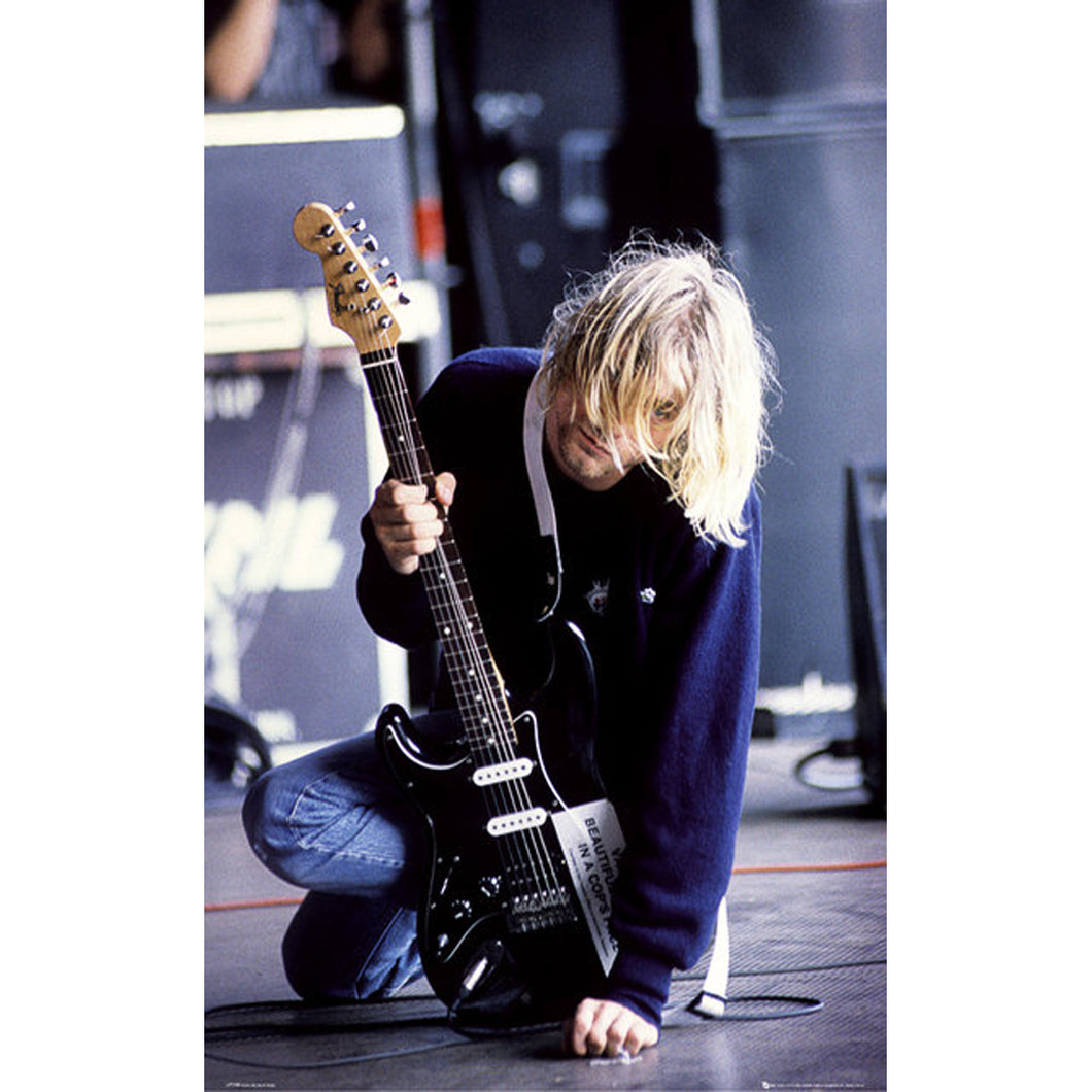Kurt Cobain On Knee Poster
