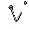 L-Bend 1/4" 20ga 316L Surgical Steel Ball End Nose Stud - Black