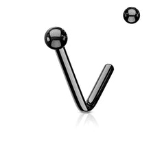 Load image into Gallery viewer, L-Bend 1/4&quot; 20ga 316L Surgical Steel Ball End Nose Stud - Black
