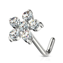 Load image into Gallery viewer, L-Bend 1/4&quot; 20ga 316L Surgical Steel Flower Nose Stud - Clear
