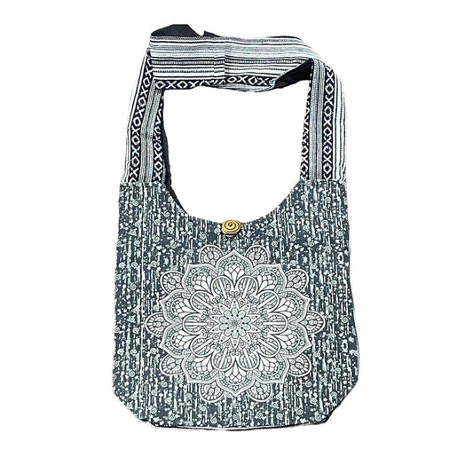 Lotus Mandala Hobo Bag - Black